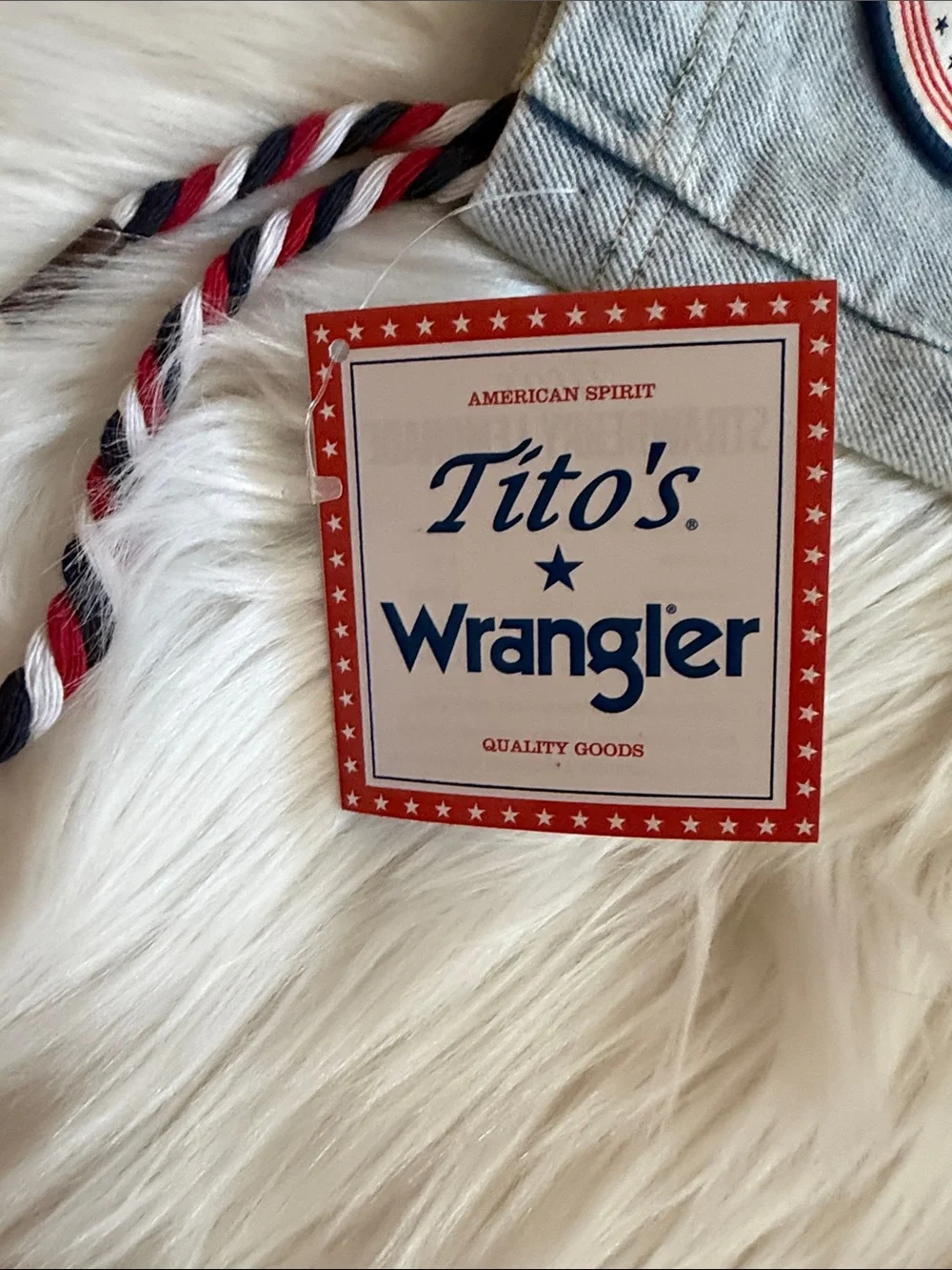 Wrangler Light Blue Denim Bottle Pouch with Tito's Patch New With Tags Wrangler